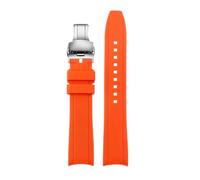 BGFFDSZ Cinturino for orologio in gomma con estremità curva da 20 mm e 22 mm compatibile con Casio Swordfish, Seiko, Tissot, Omega, cinturino sportivo impermeabile in silicone(Orange-silver B,22mm)