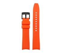 BGFFDSZ Cinturino for orologio in gomma con estremità curva da 20 mm e 22 mm compatibile con Casio Swordfish, Seiko, Tissot, Omega, cinturino sportivo impermeabile in silicone(Orange-black A,20mm)