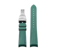 BGFFDSZ Cinturino in gomma con estremità curva compatibile con il cinturino for orologio Tudor Black Bay GMT con fibbia pieghevole, nero, blu e rosso, da 22 mm.(Green silver clasp)