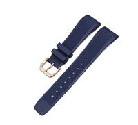 BGFFDSZ Cinturino in gomma con estremità curva compatibile con IWC IW390503 IW390502, cinturino in silicone nero e blu da 20 mm, chiusura pieghevole.(Blue pin RG)