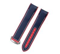BGFFDSZ Cinturino in gomma di nylon da 20 mm, 21, 22 compatibile con Omega SEAMASTER PLANET OCEAN, cinturino chiusura deployante uomo, accessorio for orologio in silicone(Blue red silver,21mm)
