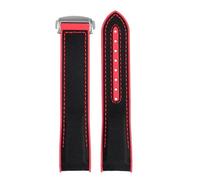 BGFFDSZ Cinturino in gomma di nylon da 20 mm, 21, 22 compatibile con Omega SEAMASTER PLANET OCEAN, cinturino chiusura deployante uomo, accessorio for orologio in silicone(Black red silver,21mm)