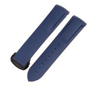 BGFFDSZ Cinturino in gomma impermeabile compatibile con Hamilton Khaki Navy Frogman H77605135 fibbia pieghevole in silicone curva(Blue A,22mm)