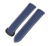 BGFFDSZ Cinturino in gomma impermeabile compatibile con Hamilton Khaki Navy Frogman H77605135 fibbia pieghevole in silicone curva(Blue white line A,20mm)