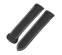 BGFFDSZ Cinturino in gomma impermeabile compatibile con Hamilton Khaki Navy Frogman H77605135 fibbia pieghevole in silicone curva(Black white line A,20mm)