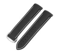 BGFFDSZ Cinturino in gomma impermeabile compatibile con Hamilton Khaki Navy Frogman H77605135 fibbia pieghevole in silicone curva(Black white line B,22mm)