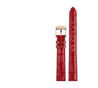 BGFFDSZ Cinturino in pelle compatibile con cinturini for orologi Casio LTP-V007L/1208/LTH-1060/4048 con cinturino da donna stile Ins, rosso, 14 mm(Red rose gold)