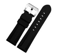 BGFFDSZ Compatibile con cinturini Panerai Diesel da 22 mm, 24 mm e 26 mm, cinturino in silicone impermeabile nero blu mimetico verde con fibbia in acciaio.(Black silver clasp,22mm)