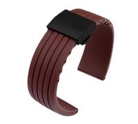 BGFFDSZ Compatibile con il cinturino for orologio Rolex MIDO Seiko con fibbia pieghevole, cinturino sportivo in silicone, impermeabile, in gomma, accessorio di ricambio.(Brown black clasp,19mm)