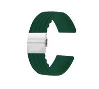 BGFFDSZ Compatibile con il cinturino for orologio Rolex MIDO Seiko con fibbia pieghevole, cinturino sportivo in silicone, impermeabile, in gomma, accessorio di ricambio.(Green silver clasp,24mm)
