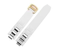 BGFFDSZ Compatibile con il cinturino in silicone convesso Cartier del 21° secolo, nero, bianco, impermeabile, accessori for catene da 20 * 10 mm.(White gold)