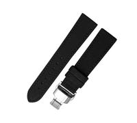 BGFFDSZ Compatibile con Seiko Breitling Blancpain Fifty Fathoms, cinturino in tela di nylon resistente, comodo cinturino con fodera in pelle da 18-20 mm.(Black silver clasp,21mm)