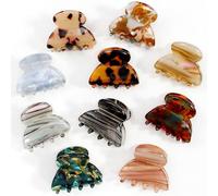 Bgffuy Confezione da 10 fermagli per capelli piccoli da 3,5 cm, per donne e ragazze, con motivo tartaruga e stampa leopardata, in acrilico, antiscivolo, forte tenuta per capelli sottili/spessi, mini
