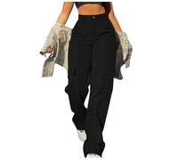BGFIPAJG Pantalone A Rete Copricostume Donna Mare Pantaloni Ecopelle Donna Vita Alta Larghi Pantaloni della Tuta Donna Leggeri Larghi Pantaloni Tuta Donna Larghi Neri Baggy Jeans Donna