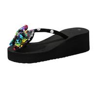 BGFIPAJG Sandali Comodi Donna Pianta Larga E Bassi Sandali Gioiello Con Tacco 7 Cm Sandali Chiusi Donna Tacco Sandali Neri Plateau Fibbie Sandali Donna Estive Comode Eleganti Tacco Basso