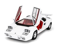 BGHSCA 1/24 Lamborghini Countach - Modellino di auto giocattolo pressofuso con suono e luce, veicoli giocattolo per adulti e bambini dai 3 anni in su, da collezione, bianco