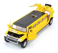BGHSCA 1/32 Hummer H2 Auto Modello, Diecast Auto Toy con suono e luce, Alloy Stretch Limousine Pull Back Toy veicolo per adulti bambini ragazzi ragazze (giallo)