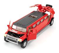 BGHSCA 1/32 Hummer H2 Auto Modello, Diecast Auto Toy con suono e luce, Alloy Stretch Limousine Pull Back Toy veicolo per adulti bambini ragazzi ragazze (rosso)