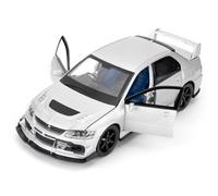 BGHSCA Compatibile con auto 1:32 Mitsubishi Lancer Evoluzione, Pull Back Diecast Collectible Toy Car con suoni e luci per bambini, ragazzi ragazze e adulti, regalo argento