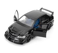 BGHSCA Compatibile con auto 1:32 Mitsubishi Lancer Evoluzione, Pull Back Diecast Collectible Toy Car con suoni e luci per bambini, ragazzi ragazze e adulti, regalo nero