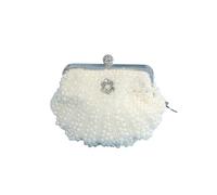 BGHYJKOL Borsa A Conchiglia Borsa da sera di lusso con perle sposa, borsa donna, pochette elegante perline a cascata e strass(DS1089beige)