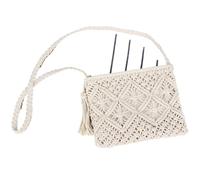BGHYJKOL Borsa Uncinetto Handmade Boho Woven Rope Crossbody Bag With Tassel Detail, Summer Beach Clutch Shoulder Bags For Women(WHITE)