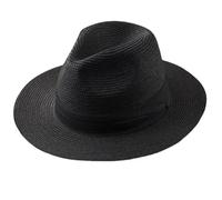 BGHYJKOL Cappello Da Spiaggia Donna Cappelli da sole oversize for uomo e donna, spiaggia, a tesa larga, in paglia, 55-57 cm, 58-60(Black,M 55-57cm)