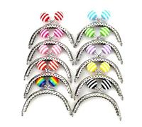 BGHYJKOL Chiusure Clutch 10 Pezzi/Lotto 8,5 cm Strisce Lecca-Lecca Perline Cornice for Borsa in Metallo Brillante e Pulito semicerchio Argento Chiusura a Bacio Accessorio for