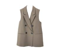 BGHYJKOL Gilet Aderente Da Donna Blazer da donna elegante oversize, con revers a lancia, senza maniche, casual, nero(Coffee color,L)