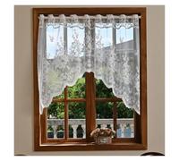BGHYJKOL Tende di Pizzo 1 Panel Morning Glory Pattern White Lace Short Curtain, Small Curtains For Kitchen, Bathroom, Home Decor