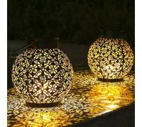 BGIUSQF Lanterne da Esterno, 2 Pezzi Lanterna Solare da Esterno, IP55 Impermeabile LED Lanterne Solari da Giardino, Decorazioni Giardino per Giardino Terrazza Balcone Festa Decorazione