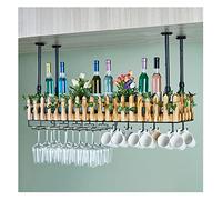 BGKASYHI DCTPETHM Mensola Decorativa da soffitto, portabottiglie da Bar con luci a LED, Adatta alla Maggior Parte dei Bicchieri da Vino, espositore per Libri con Vaso di Fiori (Dimensioni: