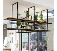 BGKASYHI DCTPETHM Mensola sospesa a soffitto - Grande portavasi per Piante e Fiori, portabottiglie, mensola sospesa Galleggiante per Bar, Cantine, cucine, Garage | 2 Livelli (Dimensioni: 11