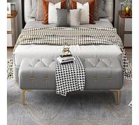 BGKASYHI Poggiapiedi, sgabello ottomano moderno ottomano lussuoso gambe dorate in pelle imbottita fine letto panca per soggiorno, camera da letto, ingresso corridoio, grigio 80 x 40 x 43 cm (80 x 40 x