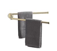 BGL Barra portasciugamani girevole per bagno, color oro, doppio portasciugamani oscillante a 2 bracci da cucina da parete porta asciugamani per organizer da bagno