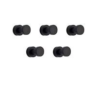 BGL Ganci da parete senza perforazione, resistenti, ganci per asciugamani, per bagno, cucina, armadi, porte, in ottone nero, confezione da 5