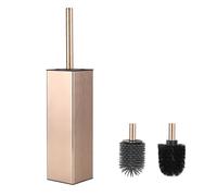 BGL Scopino e supporto per WC in alluminio color oro rosa, scopino e supporto per riporre e organizzare il bagno, design quadrato, robusto e salvaspazio