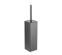 BGL Scopino e supporto per WC in piedi, in alluminio, grigio canna di fucile, scopino e supporto per riporre e organizzare il bagno, design quadrato, robusto e salvaspazio