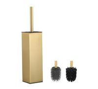 bgl Scopino per WC e supporto, in silicone, 2 testine, in alluminio, per la pulizia del bagno, scopino per WC (oro)