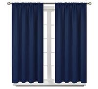 BGment Tende oscuranti corte per camera da letto, con tasca per bastone, lunghezza 114 cm, isolamento termico, per camper, bagno, bar, 106 x 114 cm, 2 pannelli, blu navy
