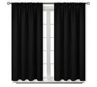 BGment Tende oscuranti nere per finestra della cucina della camera da letto 106 x 114 cm, con tasca per asta, isolamento termico, per bagno, camper, privacy, tende corte, 106 x 114 cm, 2 pannelli