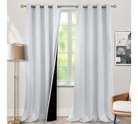 BGment Tende oscuranti per camera da letto, 100% con rivestimento nero, doppio strato, oscuranti, riduzione del rumore (132 x 249 cm, bianco grigiastro, 2 pannelli)