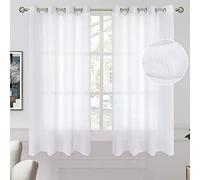 BGment Tende semitrasparenti bianche effetto lino, per camera da letto, 160 cm, filtraggio della luce, stile casual, testurizzate, per soggiorno, 2 pannelli, 132 x 160 cm