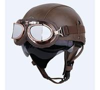 BGMKE retrò Casco Demi-Jet Moto con Pilota Visiera UV Occhiali,Caschi Moto ECE/DOT Omologato Vintage Stile Casco Aperto Mezza Motociclo,Motorino Chopper Scooter Casco Moto Unisex
