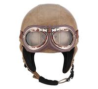 BGMKE retrò Casco Demi-Jet Moto con Pilota Visiera UV Occhiali,Caschi Moto ECE/DOT Omologato Vintage Stile Casco Aperto Mezza Motociclo,Motorino Chopper Scooter Casco Moto Unisex