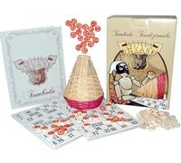 bgn Grande Tombola Classica Napoletana con Smorfia Panariello Vimini 48 Cartelle Numeri Legno + COPRI NUMERI OMAGGIO, Completa di Tutto Gioco Natalizio Natale Tradizionale