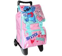 bgn Zaino Trolley STITCH Scuola Elementare Bambina Bimba, 2 Ruote Carrello Manico Telescopico