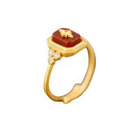 BgnEhRfL Anelli, anelli vintage, Anello aperto in giada rossa naturale Feng Shui for donna, autentico yoga, quadrato rosso del sud