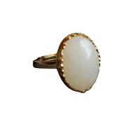 BgnEhRfL Anelli, anelli vintage, Anello in argento S925 con bustina di incenso ovale in giada bianca naturale for donna Yoga