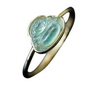 BgnEhRfL Anelli, anelli vintage, Anello in argento S925 e placcato oro con giada ghiacciata naturale del Buddha Maitreya